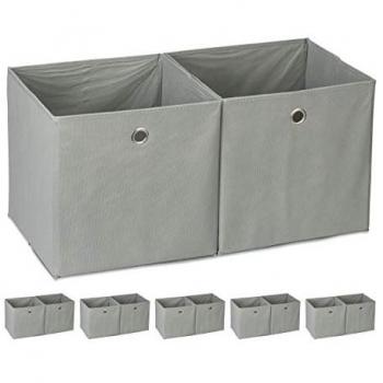 Set di Cestini Porta-Oggetti Quadrati, 12 Cestini, Grigio, 30 x 30 x 30 cm