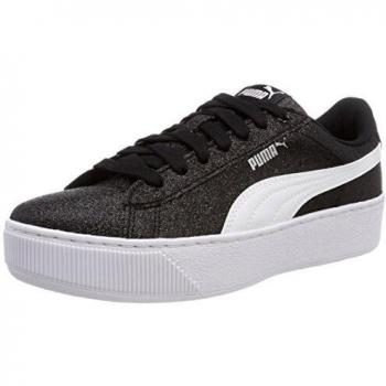 PUMA Vikky Platform Glitz Jr. Sneaker (Damen) – Farben: Schwarz, Weiß, Silber – EU 39