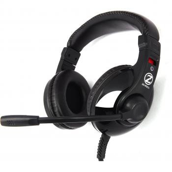 Black Zalman Gaming Stereo Headset with Microphone and Built-In Volume Control