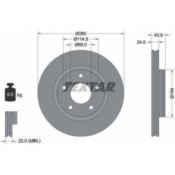 TEXTAR 92232205 DISQUE DE FREIN VENTILÉ 280×24 mm CARBONE