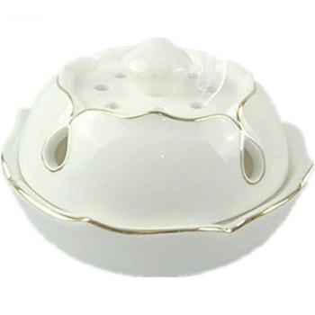 White Lotus Swirl Conical Incense Container