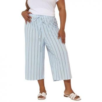 Yours Curve Jupe-Culotte Rayée Bleue