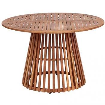 BELIANI Agello Round Outdoor Dining Table 120 cm Acacia Wood Slatted Top