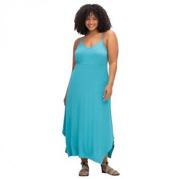 SHEEGO Damen‑Kleid wadenlang, V‑Ausschnitt, Zipfeloptik, Gr. 56