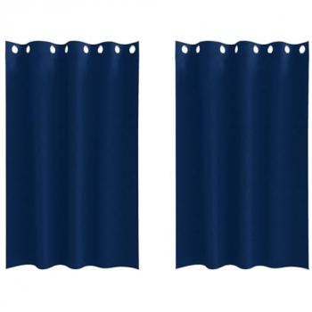 Polyester Rideaux Vidaxl Bleu Foncé (2 pcs)