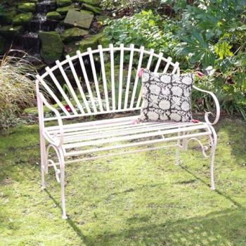 Melody Maison Decorative Pink Metal Bench 103cm