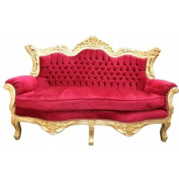 Casa Padrino Barock 2er Loungesofa Bordeaux Rot / Gold