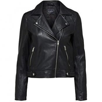 SELECTED FEMME Lederjacke für Damen in Schwarz, Größe 34