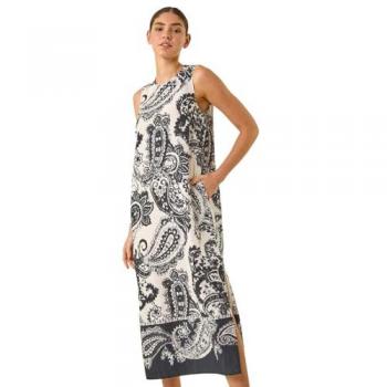 Robe Midi Noir à Imprimé Paisley