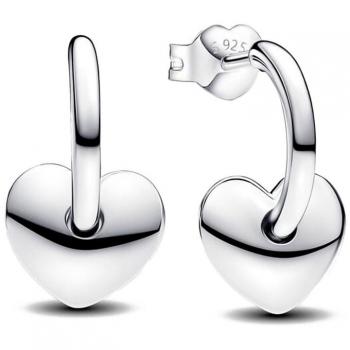 Pendientes de Aro Abiertos Corazón en Plata de Ley para Mujer