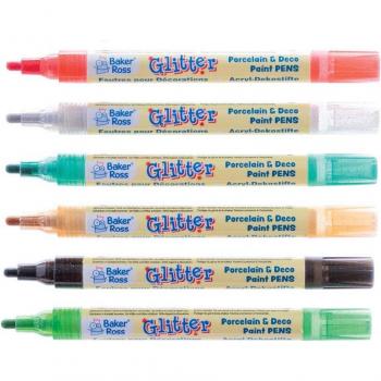 Christmas Glitter Porcelain & Deco Paint Pens (Pack of 6)
