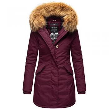 MARIKOO Damen Winterjacke Parka mit Kunstfellkapuze Karmaa Princess