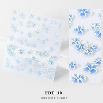 Pegatina acrílica 5D para uñas con grabado floral