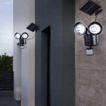 Schwarz LED Solar Wandstrahler 2er Set