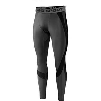 AMZSPORT Men's Sports Compression Tights Cool Dry Baselayer Leggings Pro Training Pants for All Season (Grey XL)