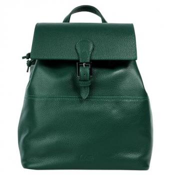 Cluty Cityrucksack, 26 cm x 31 cm x 14 cm, grün, echtes Leder, Made in Italy
