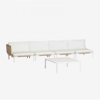 Salon de jardin Roubly 4 pièces avec table basse beige amande