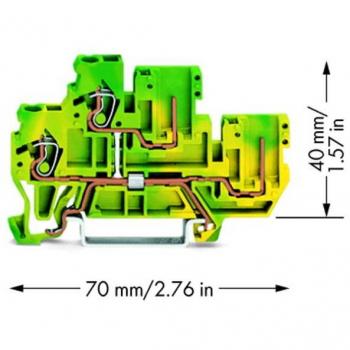 WAGO 870-107 Ground Terminal Block, 2-Pin, 5mm, 50 Qty