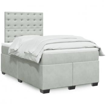 Light Grey Box Spring Bed with Mattress 120x200 cm Velvet vidaXL
