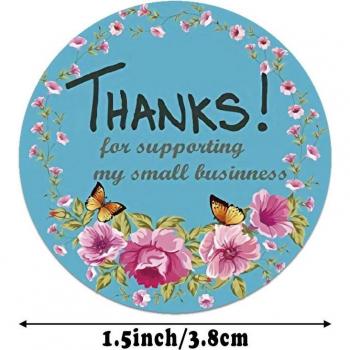 Pegatina decorativa de 25/38mm Gracias por apoyar mi pequeño negocio con diseño floral