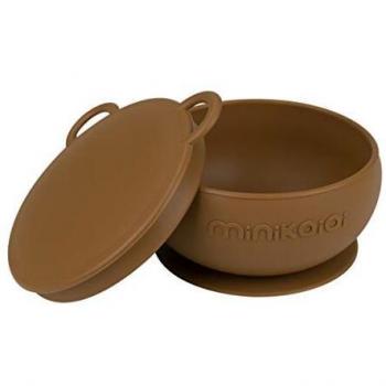 Minikoioi – Bowl Prático com Tampa e Ventosa – Cor Marrom