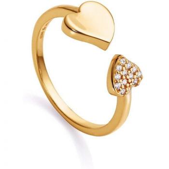 Anillo Viceroy Love para Mujer 13125A013-36 de Plata Bañado en Oro con Circonitas Blancas en Forma de Corazón