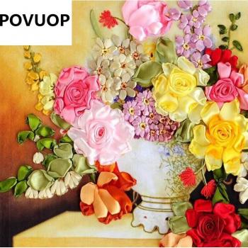 Entrada Floral Bordada 65x50 CM con Pintura 3D
