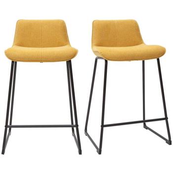 Sgabelli da bar in velluto giallo senape H65 cm (set di 2)