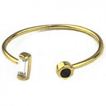 Anillo Geométrico de Plata Esterlina 925 con Apertura y CZ para Mujer
