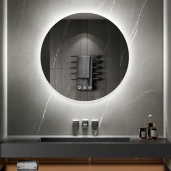 VEKIO Miroir LED rond Ø 80 cm, antibuée, contrôle tactile – Saniverre