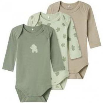 Tutina a maniche lunghe per bambini beige/verde/menta con effetto schiuma marina