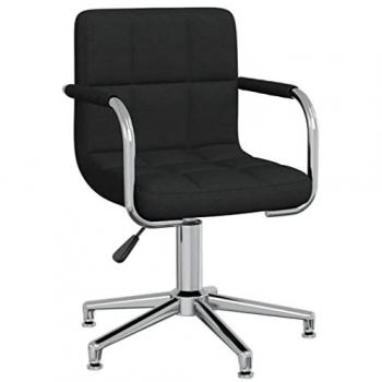 VidaXL Silla de comedor giratoria tela negro