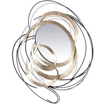 GILDE Dekoobjekt Metall Wanddeko Elegante schwarz/goldfarben, mit Spiegelelement 115cm