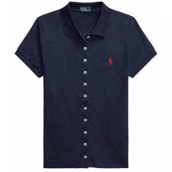 Blue Women’s Polo Shirt – M, Short Sleeves, Buttoned