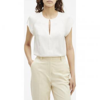 Blusa écru de satén para mujer de Calvin Klein, talla 40