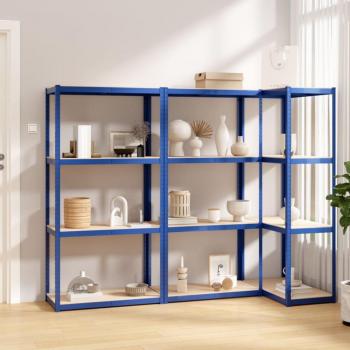 Scaffali Blu in Acciaio e Legno Multistrato