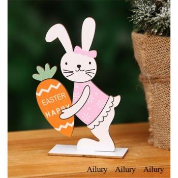 Cute Wooden Easter Bunny Ornaments
