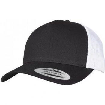 FlexFit Unisex Two‑Tone 5‑Panel Trucker Cap (One Size) – Grey/Dark Blue