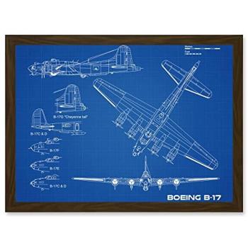US Air Force B-17 Flying Fortress Blueprint – A4 Framed Artwork