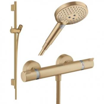 Sistema de ducha Ecostat Comfort con barra Unica y rociador Raindance 3 jets bronce cepillado