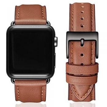 SUNFWR Women's Leather Strap for Apple Watch Sport Edition (44mm, Brown)
