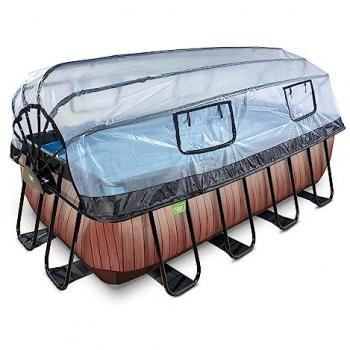 EXIT Stone Holzoptik Frame Pool 4x2m mit Sandfilter und Wärmepumpe