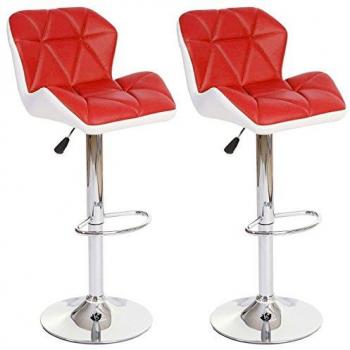 2x tabouret de bar Hamilton, chaise de comptoir, bois, similicuir, rotatif