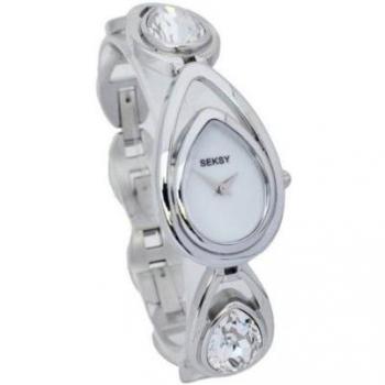 Elegant Silver Tone Crystal TearDrop Wristwatch