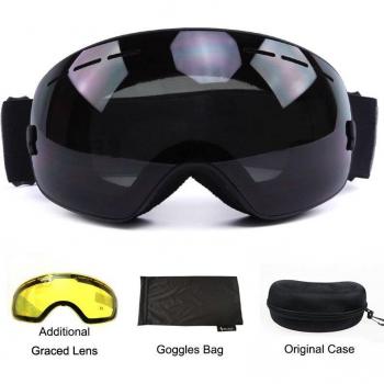 Benice Spherical Ski Goggles for Men and Women UV400 Anti-Fog with Lens Case