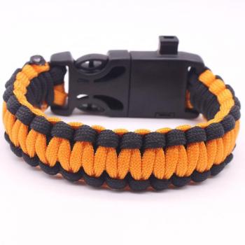 Bracelet Outdoor Paracorde Militaire Noir Orange