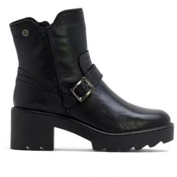 Botines de Piel para Mujer con Cremallera Negra Malia