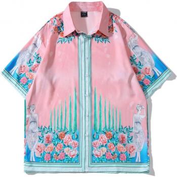 Chemise oversize à manches courtes, imprimée, style Harajuku, pour homme et femme, plage d'Hawaï 2022