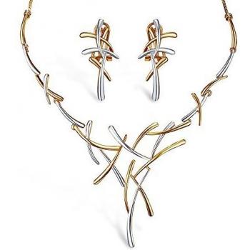 Bijoux Femme Ensemble Croix Collier et Boucles d'oreilles Rose doré