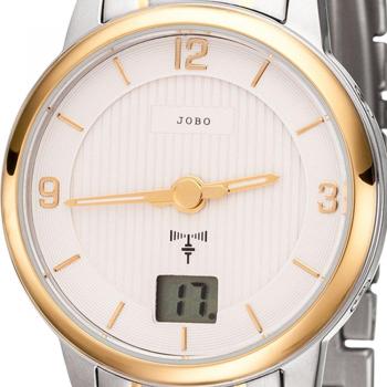 JOBO Damen Armband-Funkuhr – Vergoldeter Edelstahl, bicolore, Datum